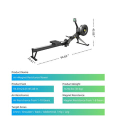 Air resistance & magnetic resistance 2 - in - 1 rowing machine - SXZFITNESS