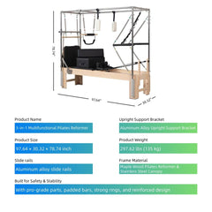 Pilates Reformer with Footbar & Trapeze Combination & Mat - SXZFITNESS