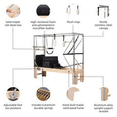 Pilates Reformer with Footbar & Trapeze Combination & Mat - SXZFITNESS