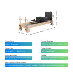 Pilates Reformer with Sitting Exercise Box, Pilates Machine for Studio or at - Home Gym Equipment - SXZFITNESS