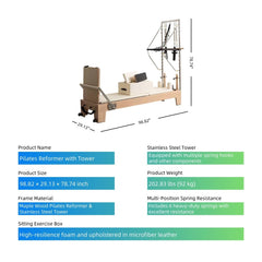 Pilates Reformer with Tower & Mat Conversion – Full - Body Studio System - SXZFITNESS